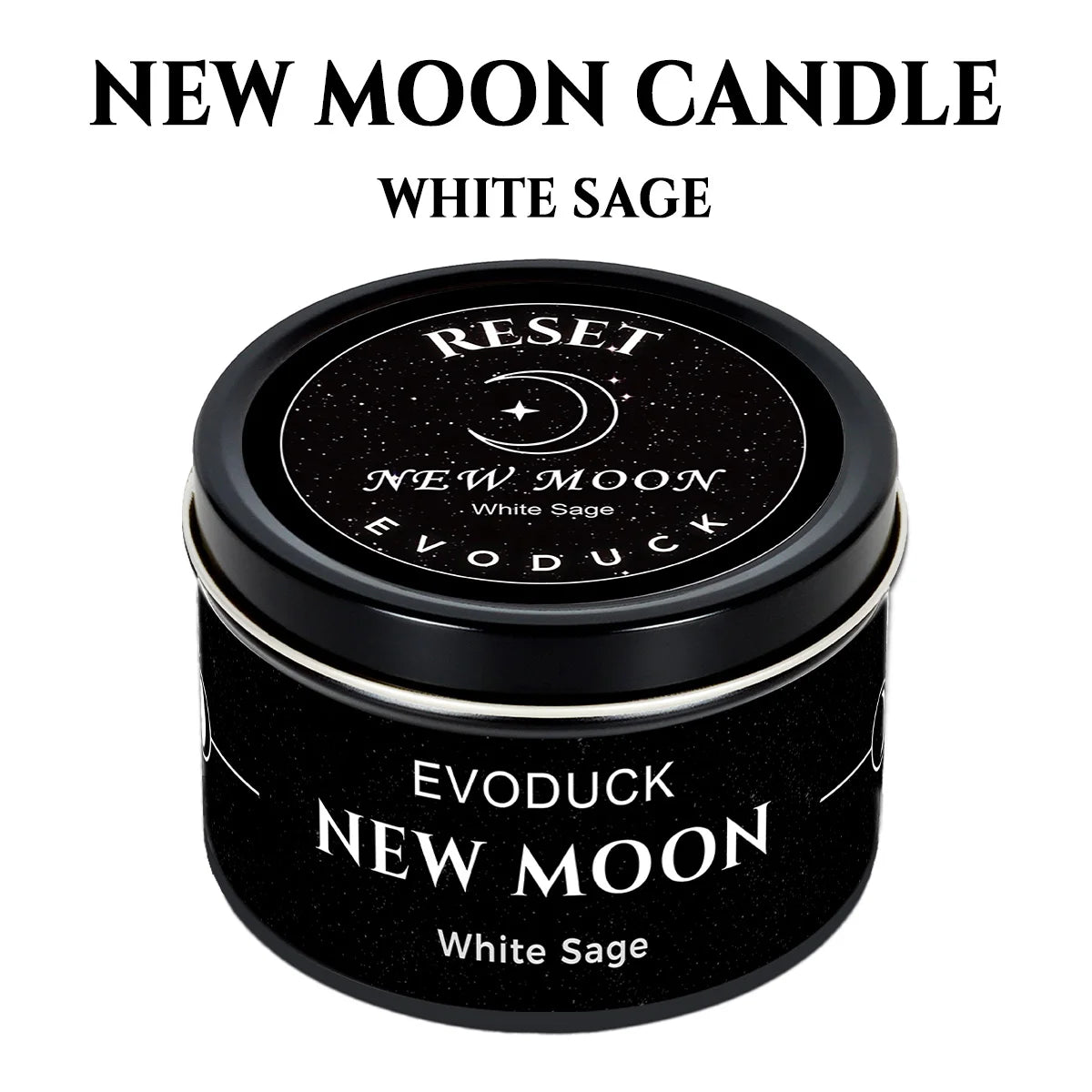 1pc New Moon Scented Candles Crystal Energy Candles 3oz Soy Wax Scented Candle Black Tin with Black Crystal Chips Gift for Woman